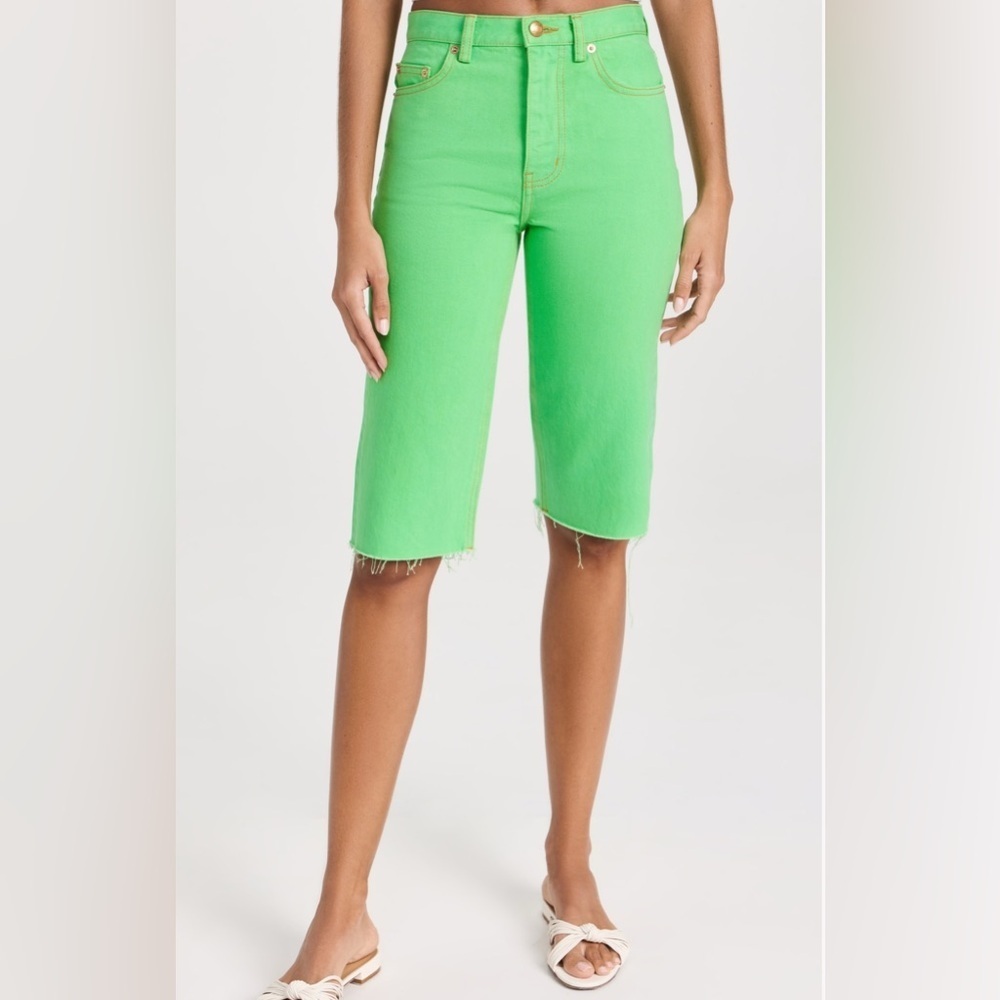 NWT Tory‎ Burch  Womens Cropped Jean Bermuda Size 24 Teal Green